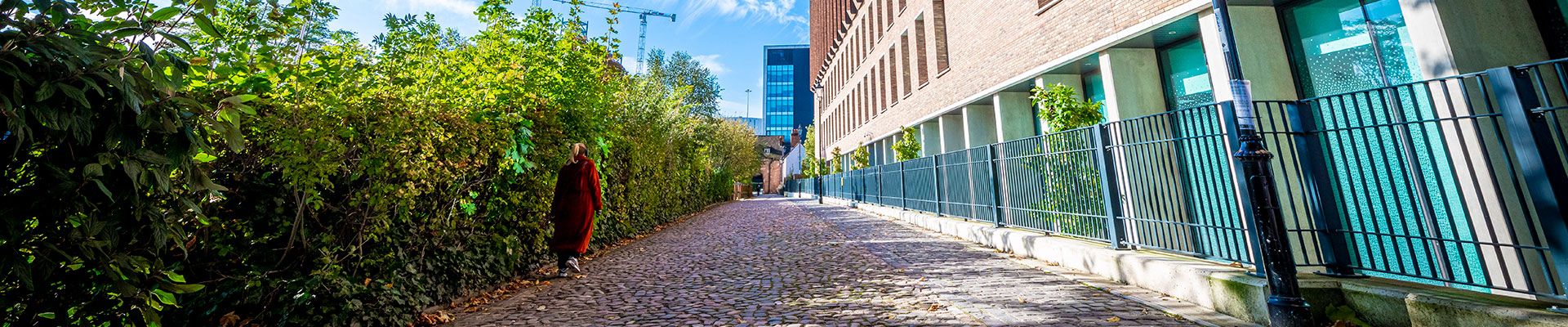 The exterior of the Alison Gingell building on a clear day with a blue sky.