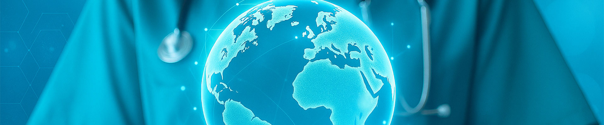 Doctor holds 3D globe network