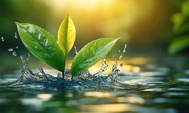 Green plant in water