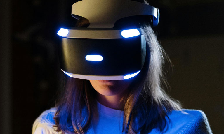 Woman wearing a VR headset