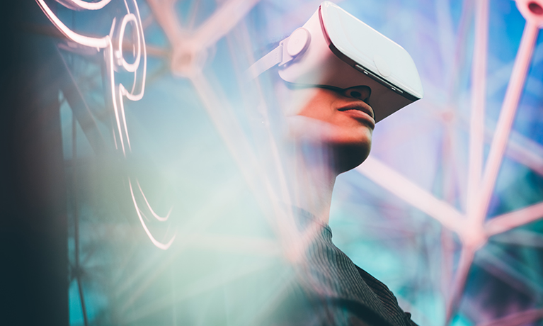 Person wearing a VR set