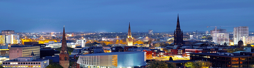 Coventry sky line at night