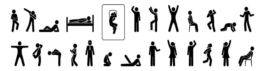 Icon of man doing different exercise movements