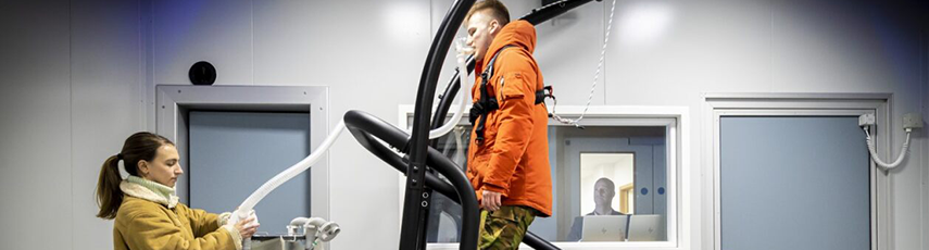Person undergoing testing on a treadmill