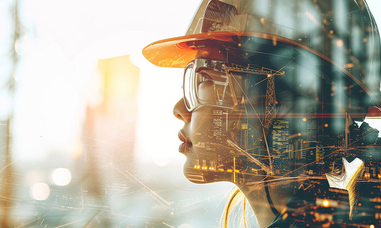 Close up of female engineer