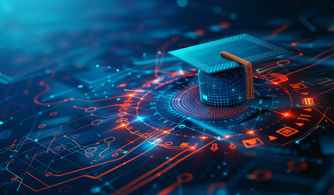 AI education concept with online degree and laptop