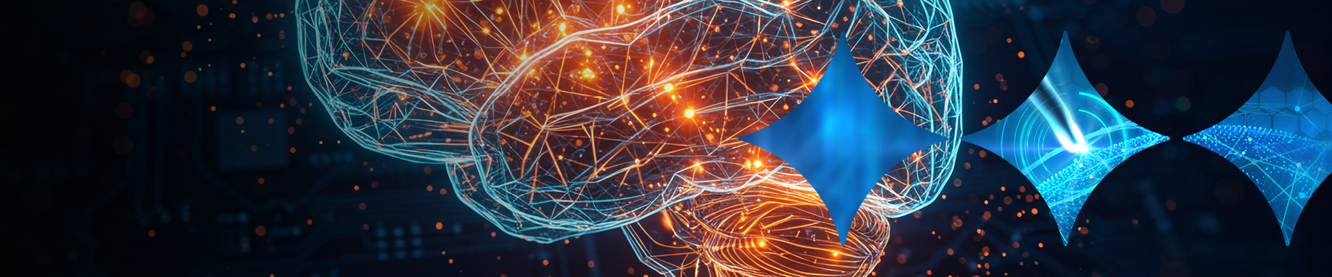 Digital brain with neural connections on a dark background