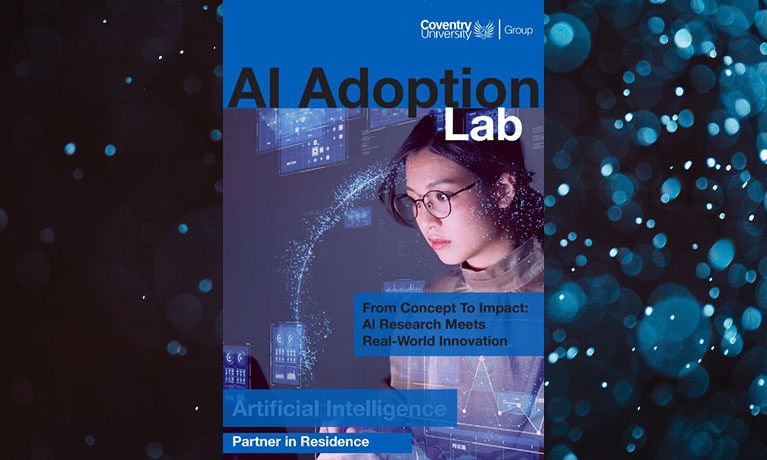 Brochure cover that reads AI Adoption Lab, From Concept to Impact: AI Research Meets Real-World Innovation, Artificial Intelligence AI Partner in Residence