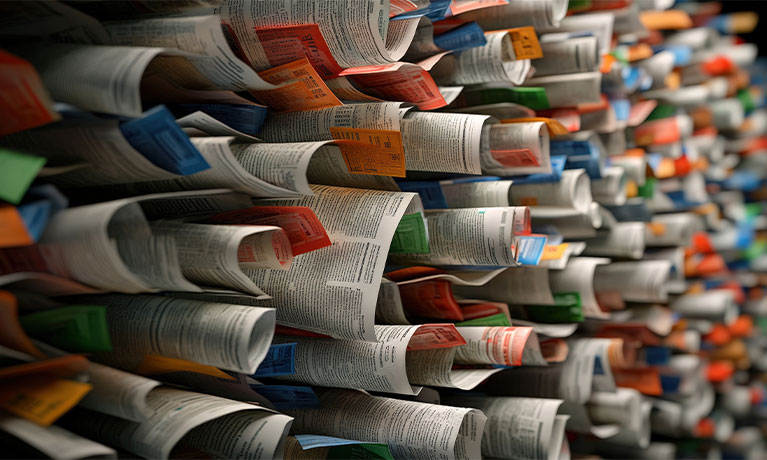 Colourful newspaper pages