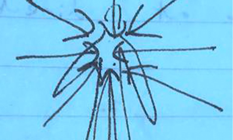 Scribble on a piece of lined paper