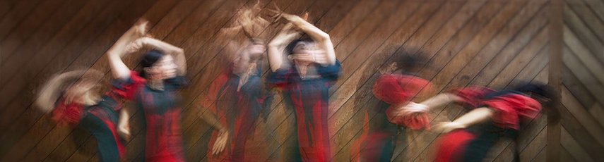 Blurred motion shots of flamenco dancer in multiple dance moves