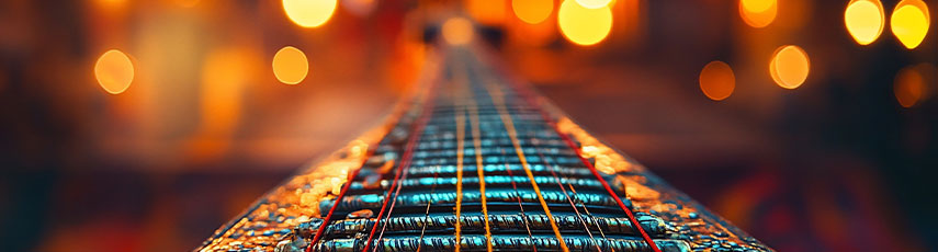 Close-up of sitar strings