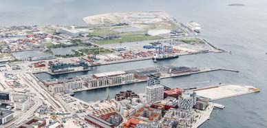 View of a harbour area from up high