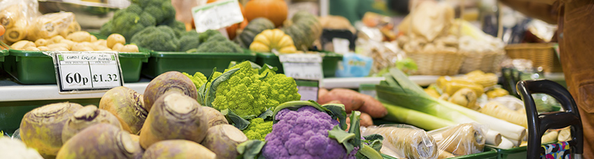 Colourful vegetables on a market stall