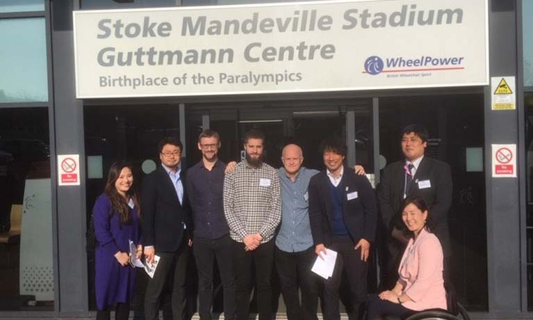 Academics outside Stoke Mandeville Stadium