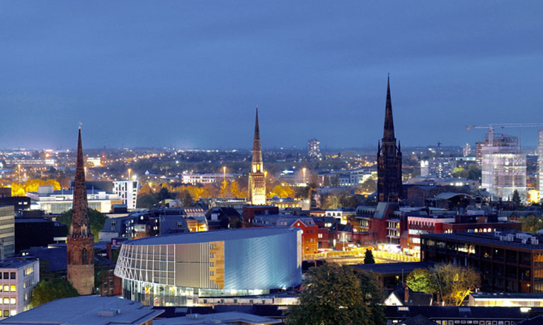 Coventry City skyline in the evening