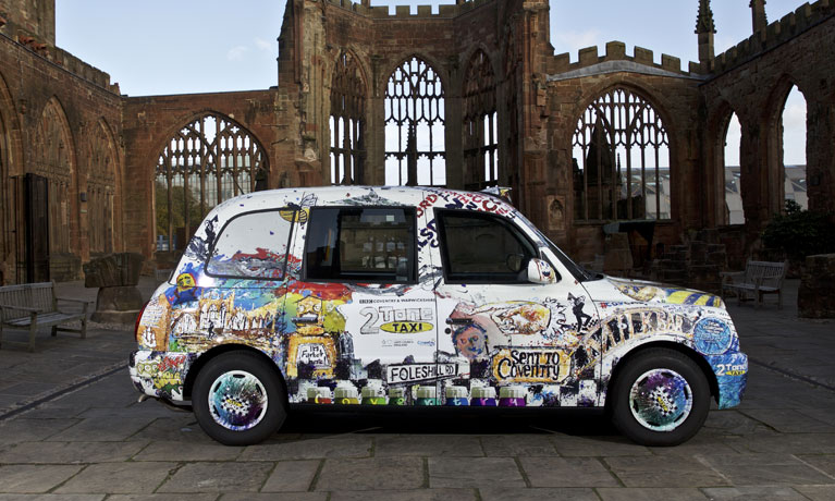 A taxi in Coventry cathedral