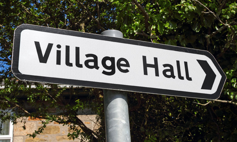 village hall sign