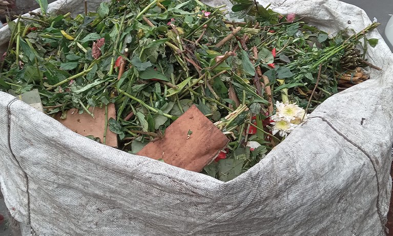 garden waste in a white bag