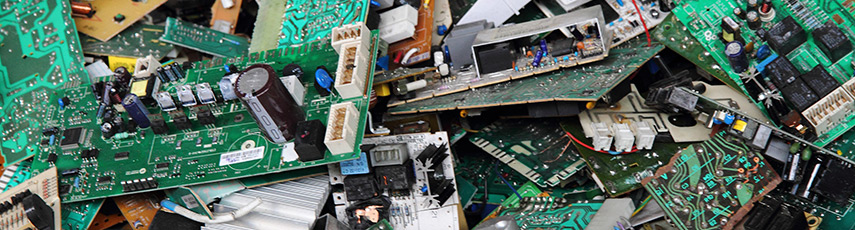 Old electronic circuitboards to be recycled