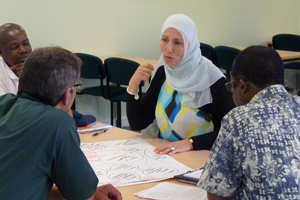 People sitting round a table