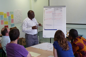 A lecturer teaching a class