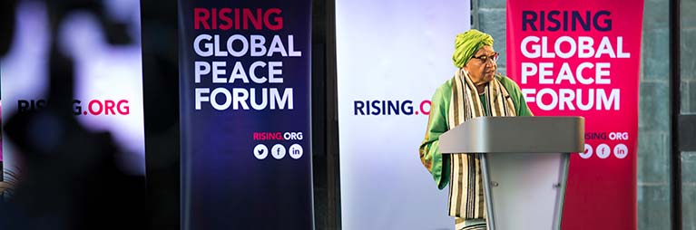 Image of speaker at RISING Global Peace Forum