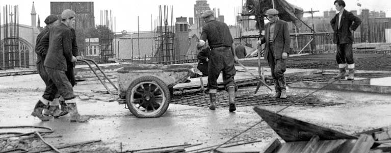 Workers on a roof in Hungary.