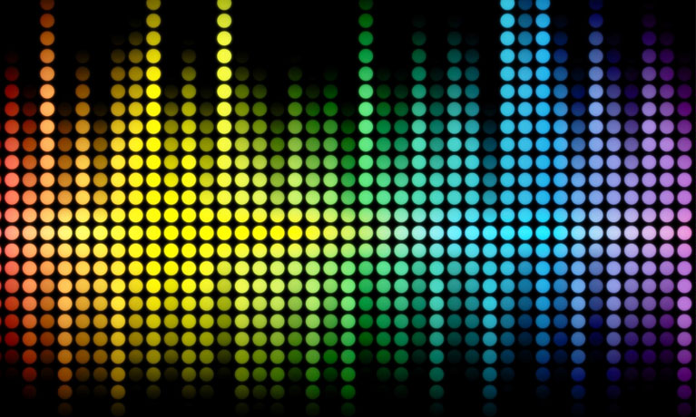 Sound abstract in rainbow colours and black background