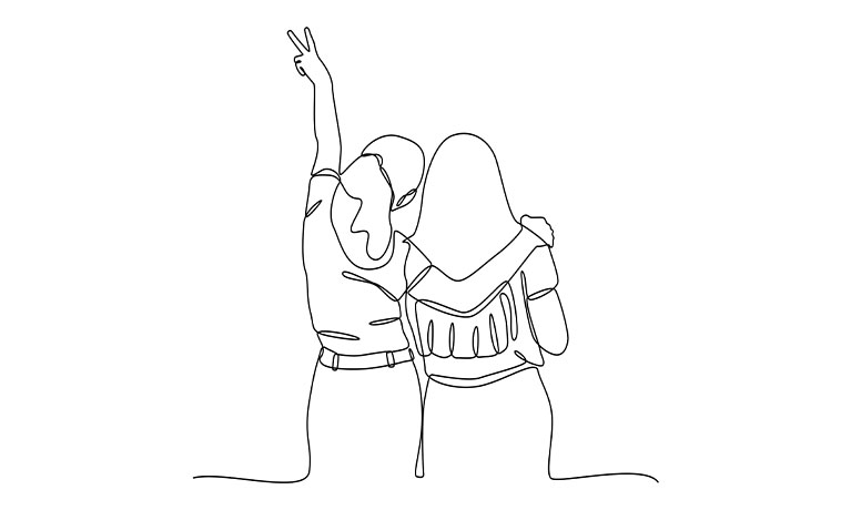 Illustration of two friends