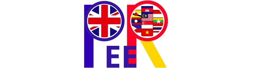 PEER project designed logo in multi colour highlighting PEER project country flags