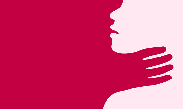 Red and pink abstract of sexual violence