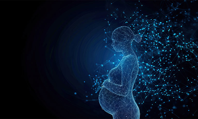 Holographic image of pregnant woman