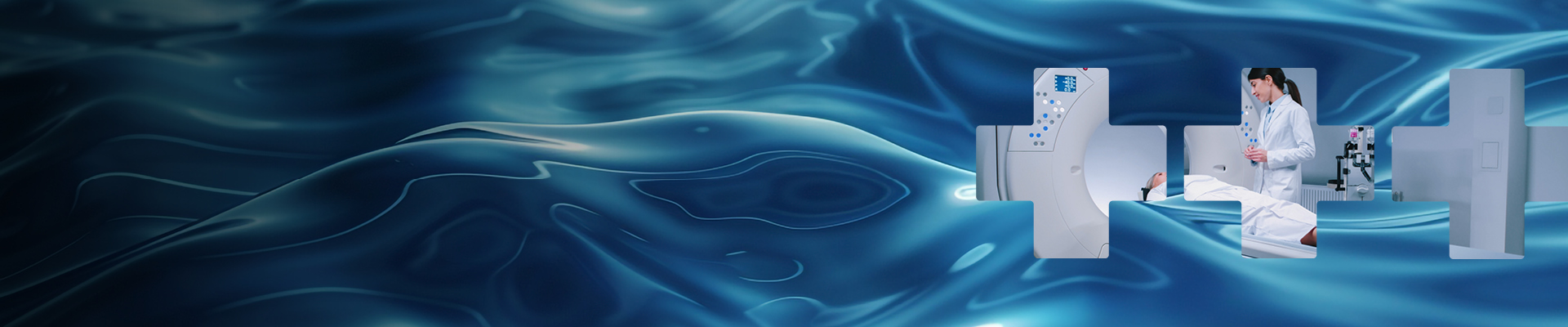 Three white crosses on a blue water background