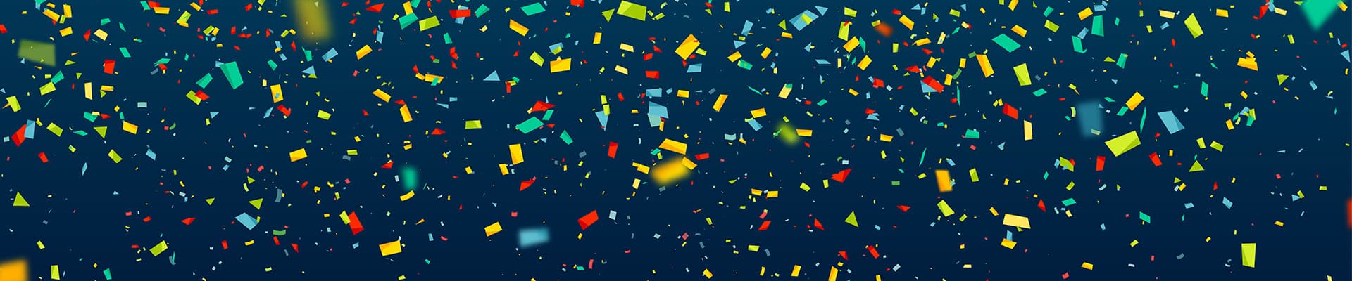 Colourful confetti on a blue background