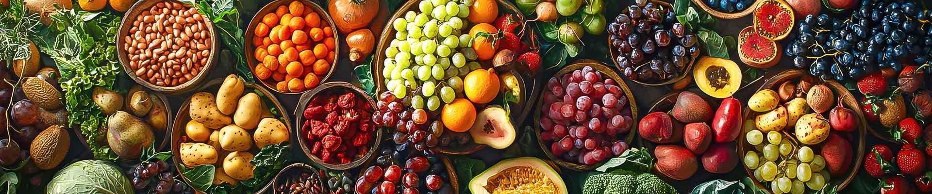 A table full of healthy food such a fruit and vegetables