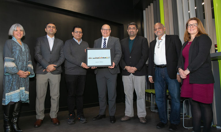 Members from Coventry University and  the Institute of Business Administration, Pakistan signing the MOU at Elm Bank, Coventry University