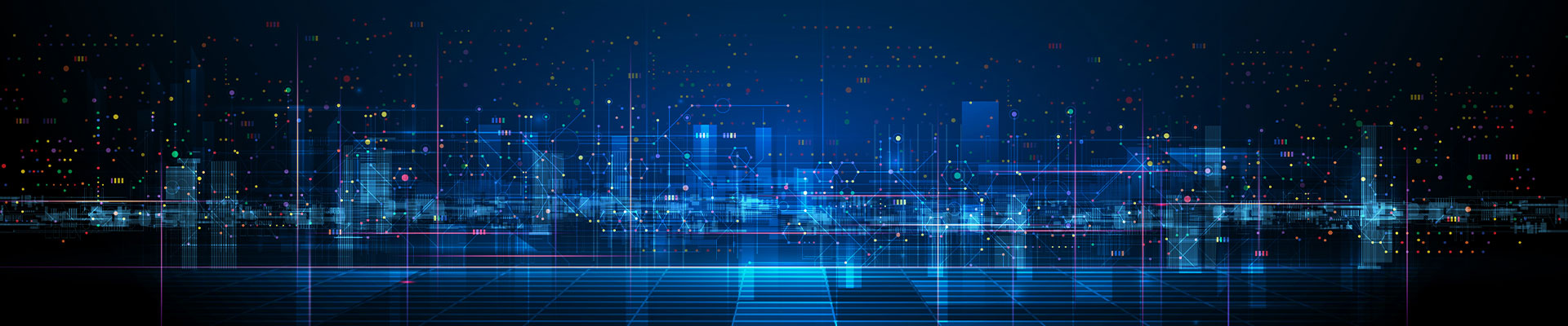 Cityscape with neon lights