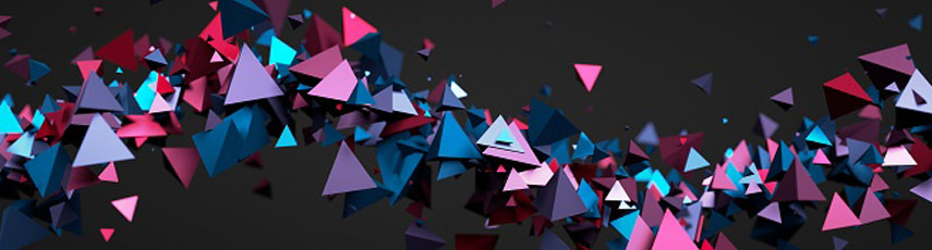 Pattern of pink and blue triangles on a black background