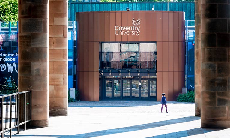 Coventry university entrance on a sunny day