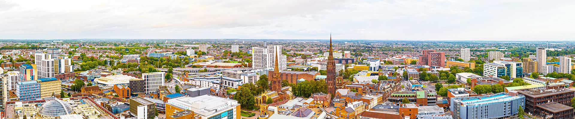 Aerial view of Coventry skyline