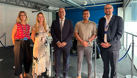 Representatives of Coventry University, Coventry City Council and Arts Council England at an event at Coventry Transport Museum where the Shape Coventry project was launched