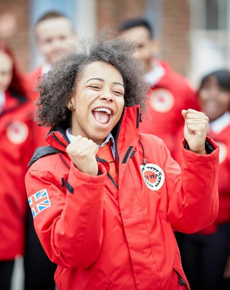 City Year pupil celebrating