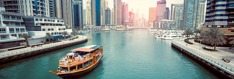 View of a waterway through Dubai