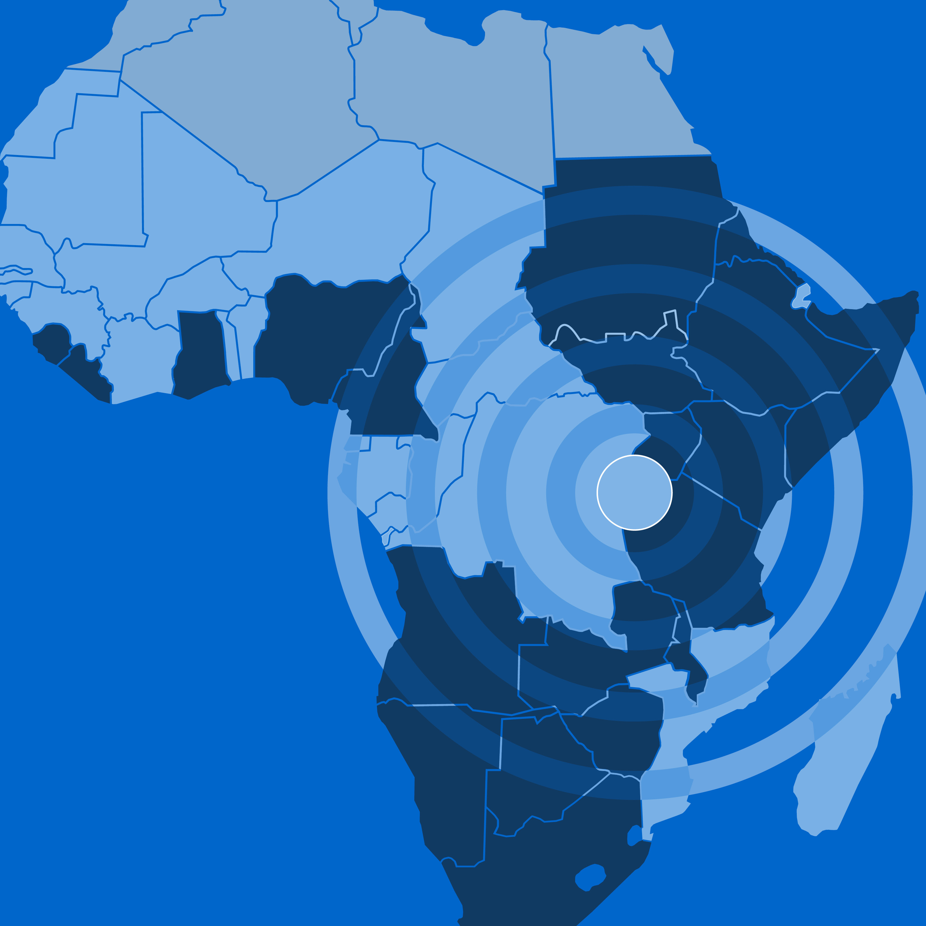 Map of Africa focusing on Rwanda
