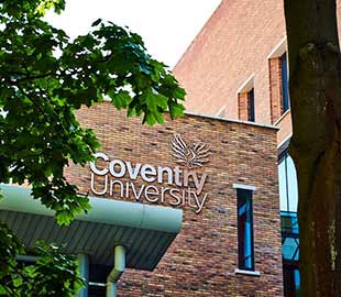 Coventry university signage outside a building