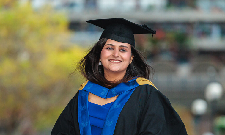 Nnacy Batra smiling at her graduation