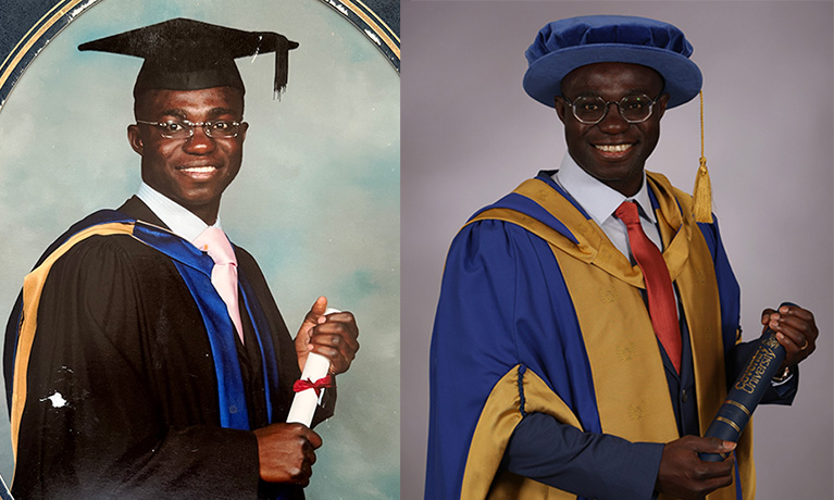 Abraham at his graduation and his honorary graduation