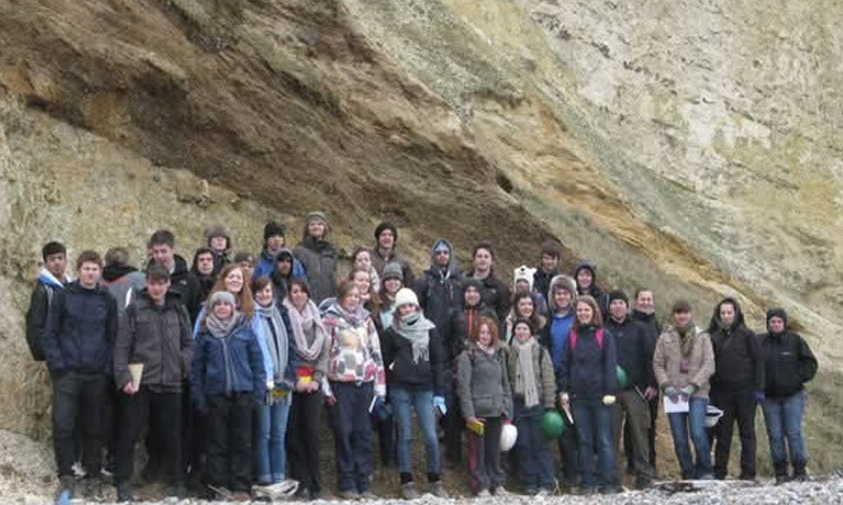 A hiking group posing for a photo