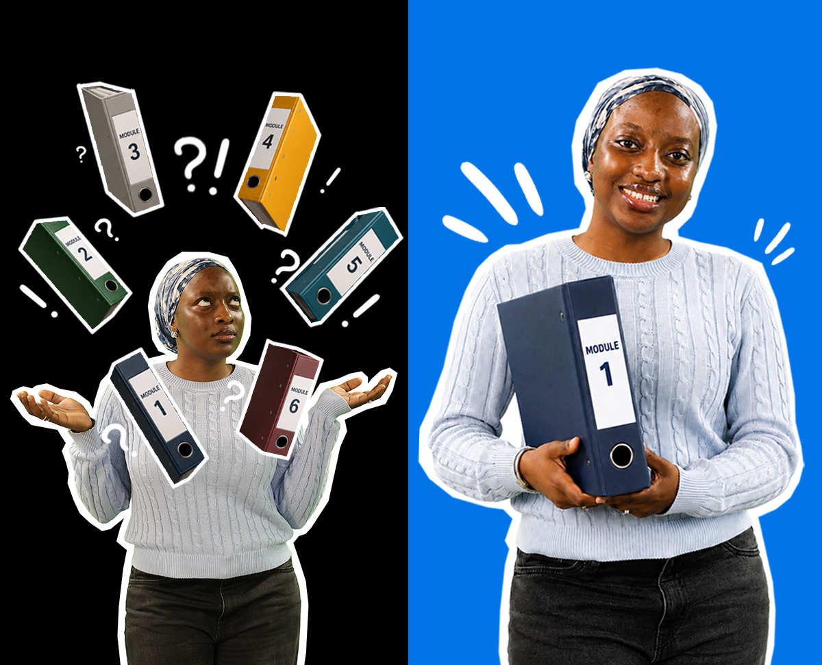digital image of a student balancing books